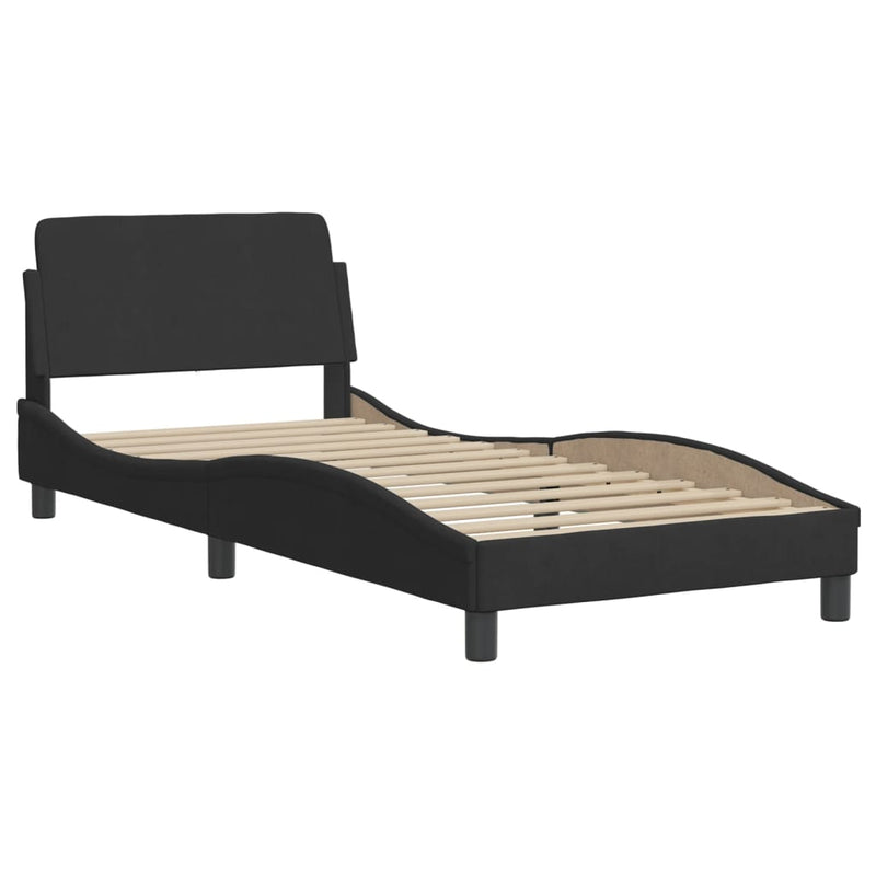 Bed Frame with Headboard Black 90x190 cm Velvet