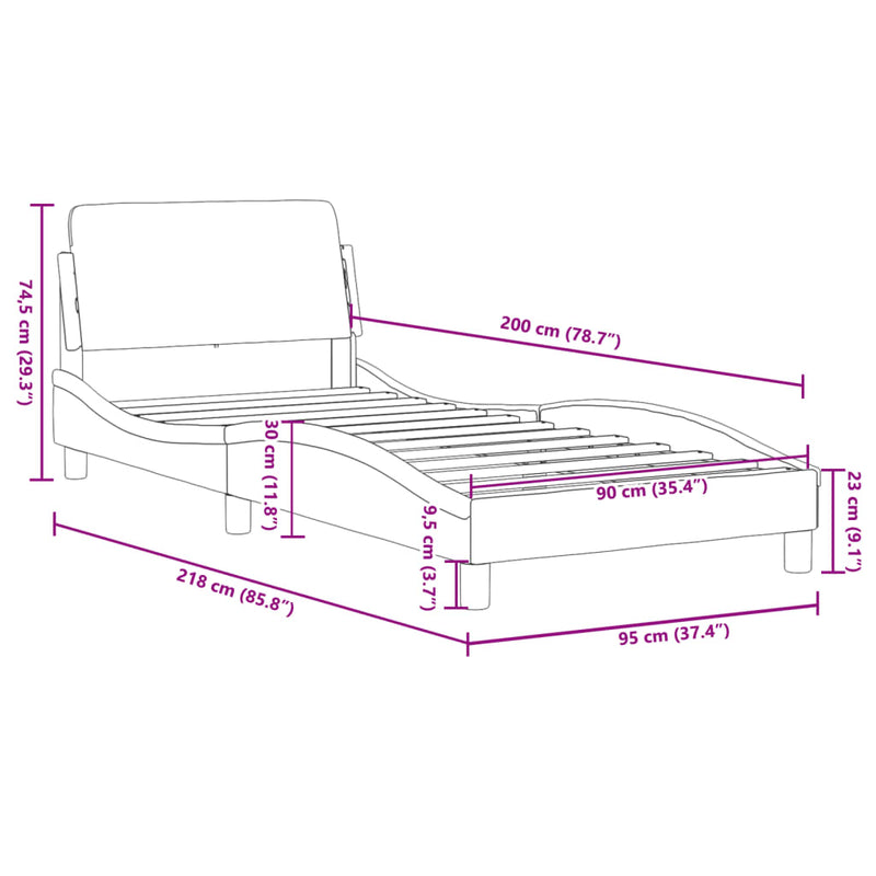 vidaXL Bed Frame "Dover" Black 90x190 cm Velvet