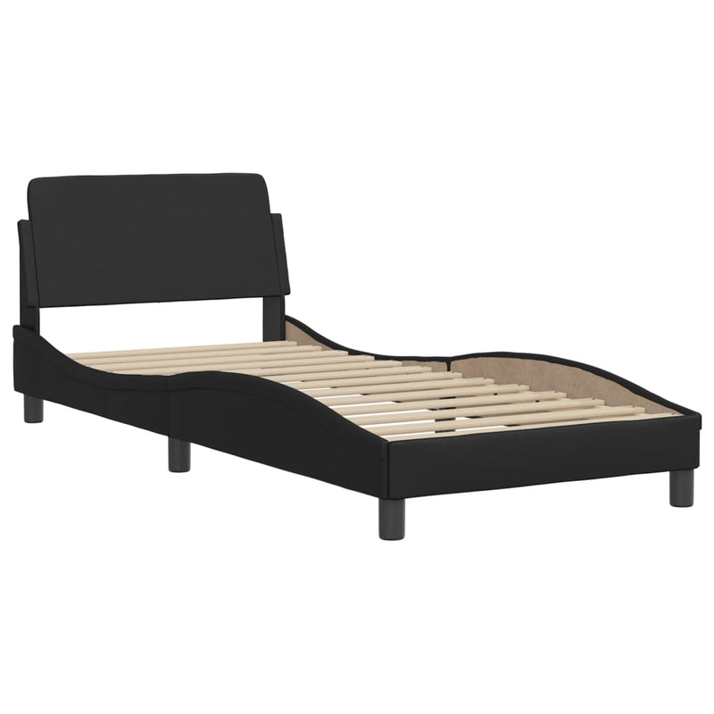 Bed Frame with Headboard Black 90x190 cm Faux Leather