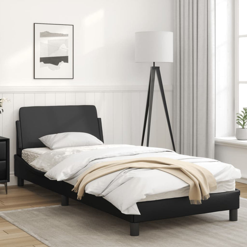 Bed Frame with Headboard Black 90x190 cm Faux Leather