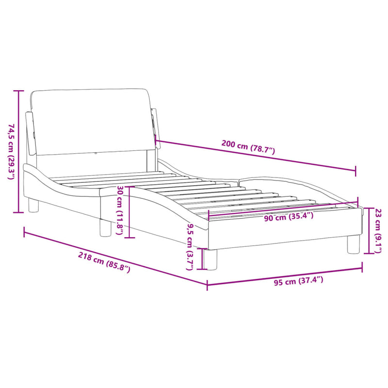vidaXL Bed Frame "Dover" Black 90x190 cm Faux Leather