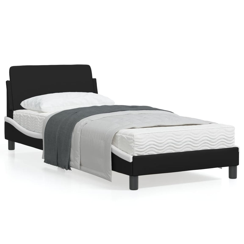 Bed Frame with Headboard Black and White 90x190 cm Faux Leather