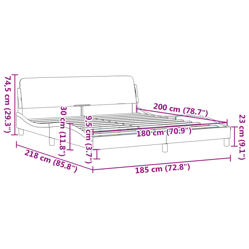 vidaXL Bed Frame "Dover" Dark Grey 180x200 cm King Fabric