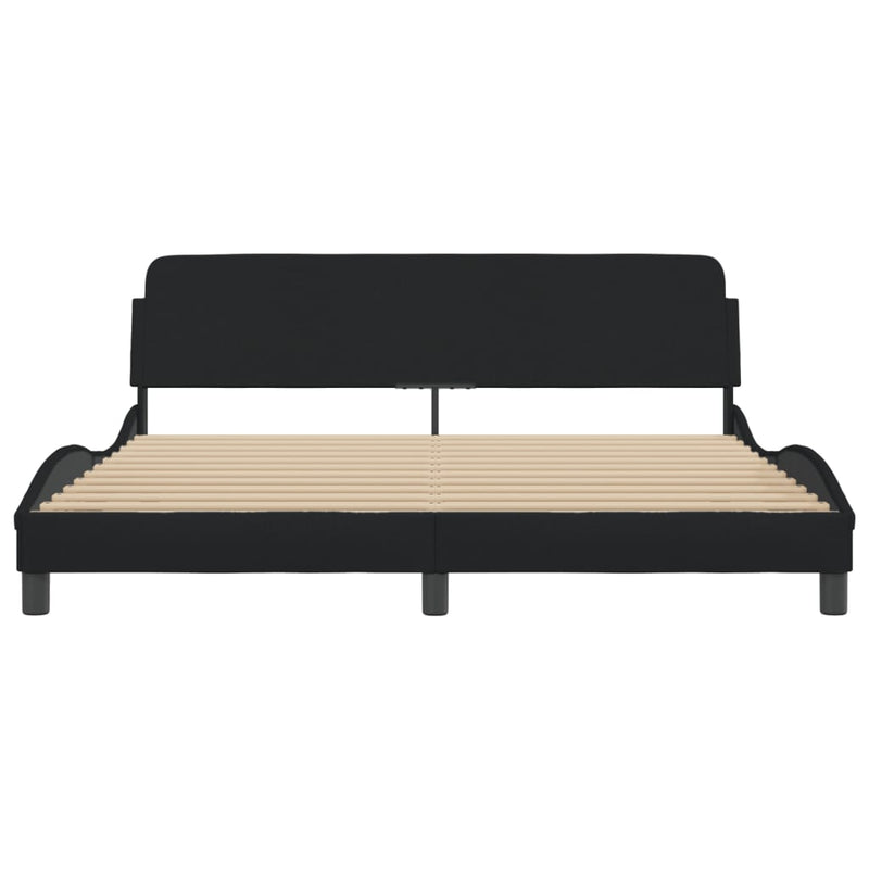 Bed Frame with Headboard Black 183x203 cm King Size Fabric