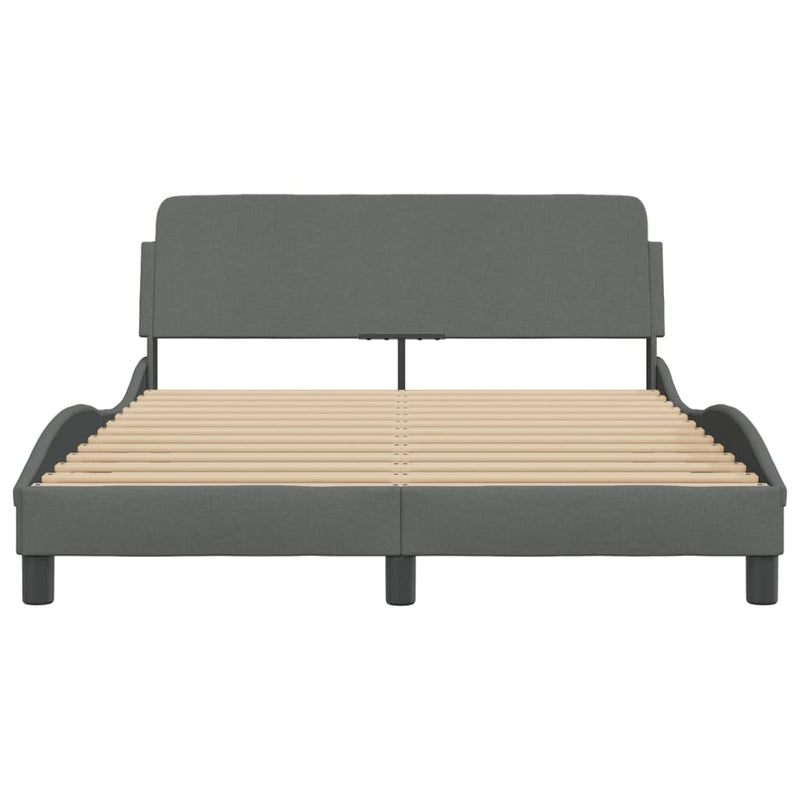 Bed Frame with Headboard Dark Grey 137x190 cm Fabric