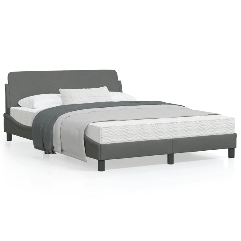 Bed Frame with Headboard Dark Grey 137x190 cm Fabric