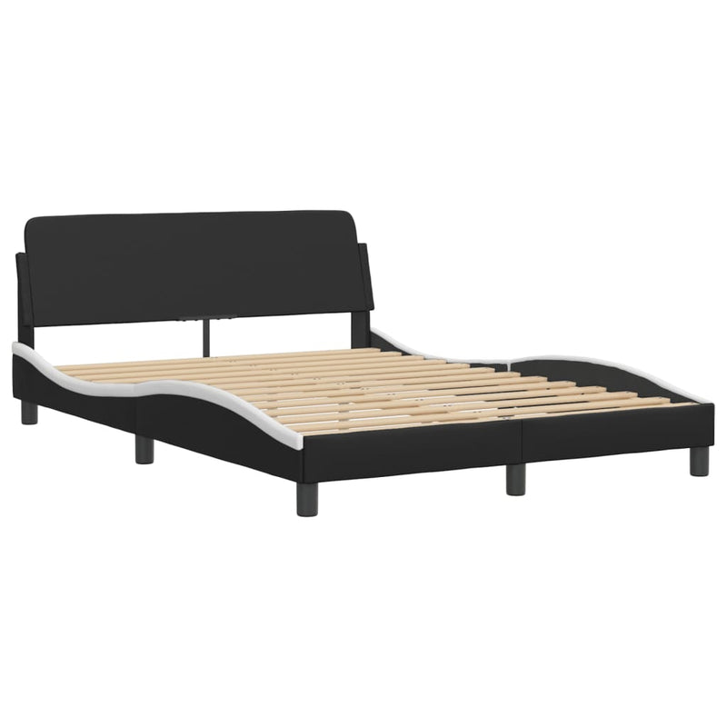 Bed Frame with Headboard Black and White 137x190 cm Faux Leather