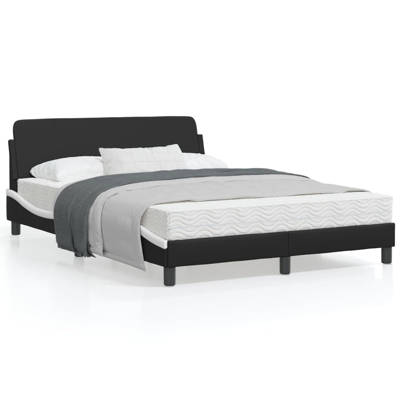 Bed Frame with Headboard Black and White 137x190 cm Faux Leather