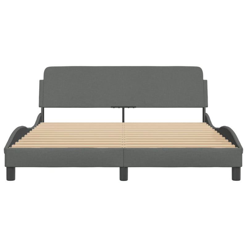 Bed Frame with Headboard Dark Grey 152x203 cm Fabric