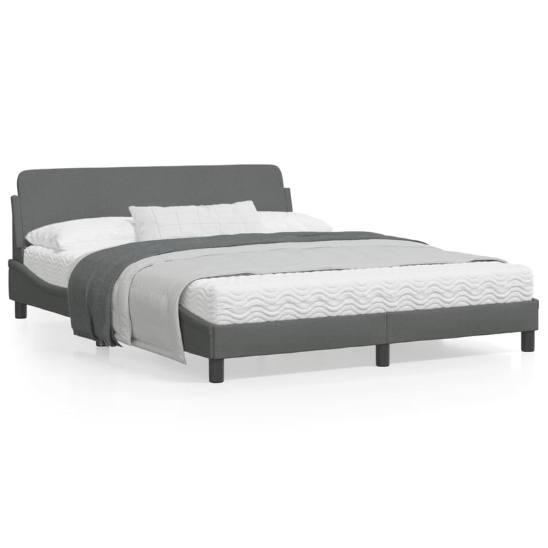 vidaXL Bed Frame "Dover" Dark Grey 152x203 cm Queen Fabric