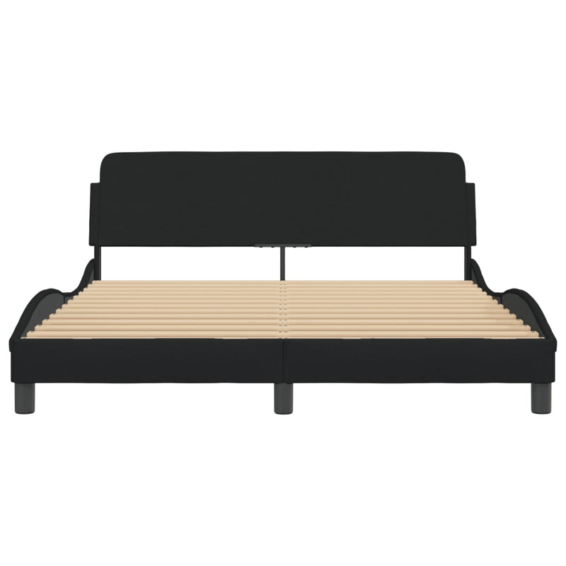 Bed Frame with Headboard Black 152x203 cm Fabric