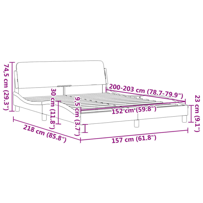 vidaXL Bed Frame "Dover" Black 152x203 cm Queen Fabric