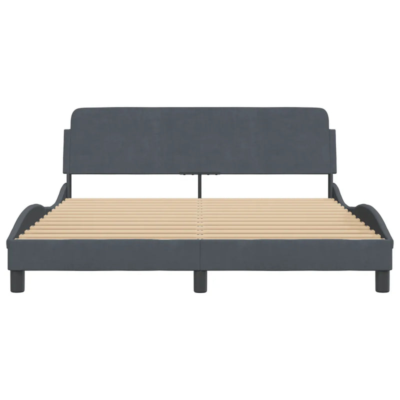 Bed Frame "Dover" Dark Grey 152x203 cm Queen Velvet