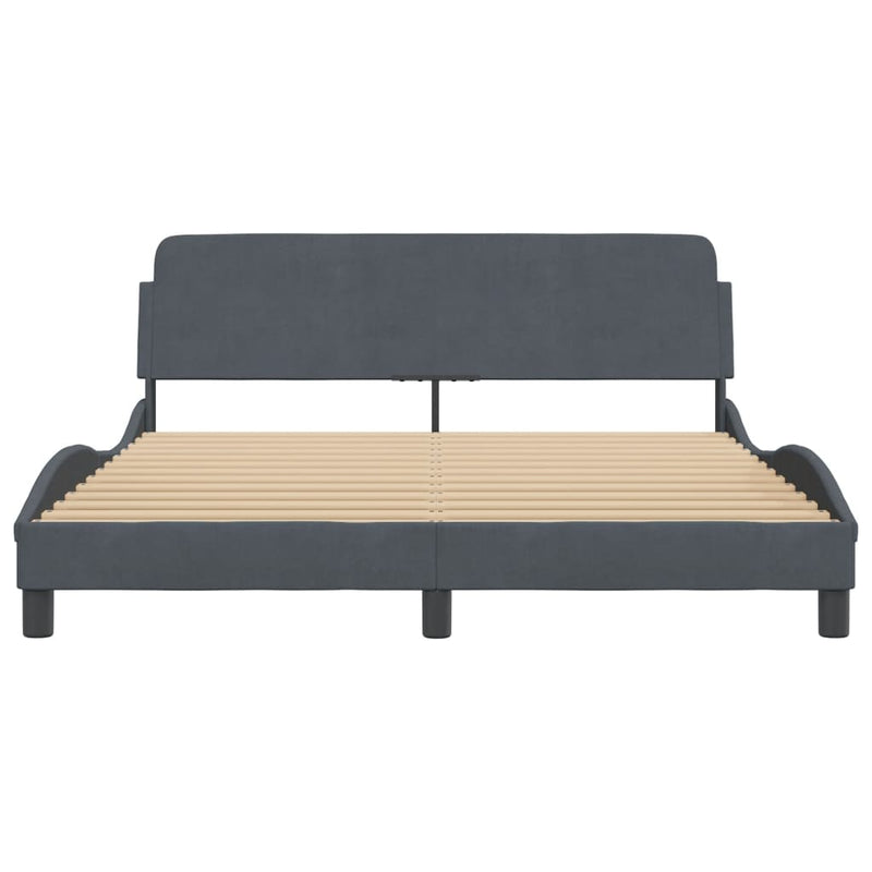 Bed Frame with Headboard Dark Grey 152x203 cm Velvet