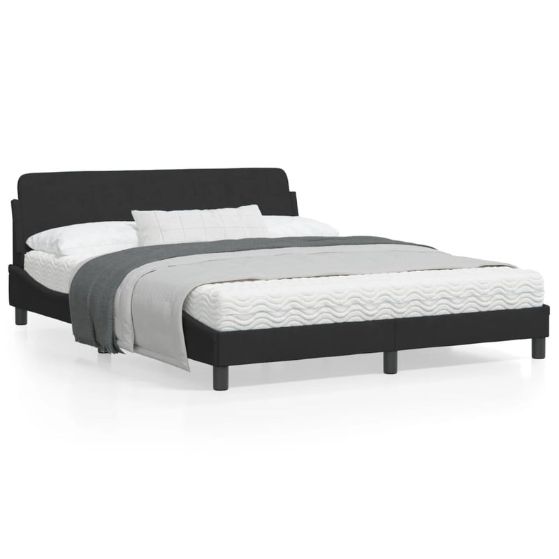 Bed Frame with Headboard Black 152x203 cm Velvet