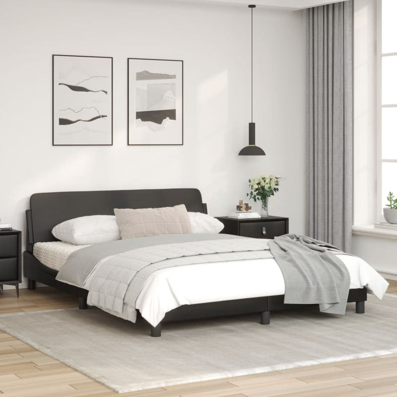 vidaXL Bed Frame "Dover" Black 152x203 cm Queen Faux Leather