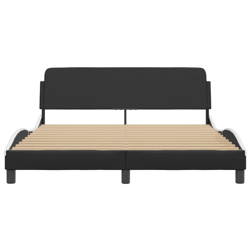vidaXL Bed Frame "Dover" Black and White 152x203 cm Queen Faux Leather