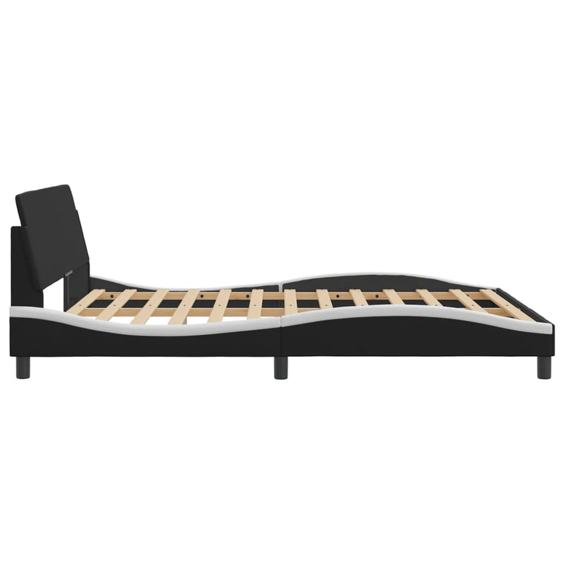 Bed Frame with Headboard Black and White 152x203 cm Faux Leather