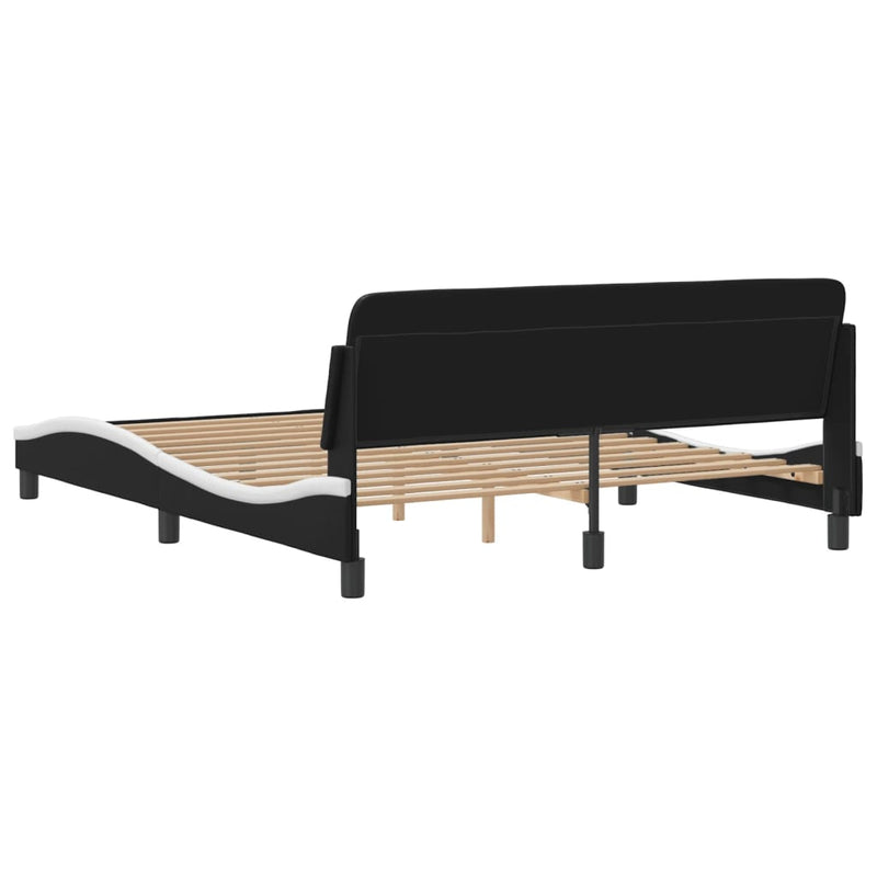 vidaXL Bed Frame "Dover" Black and White 152x203 cm Queen Faux Leather