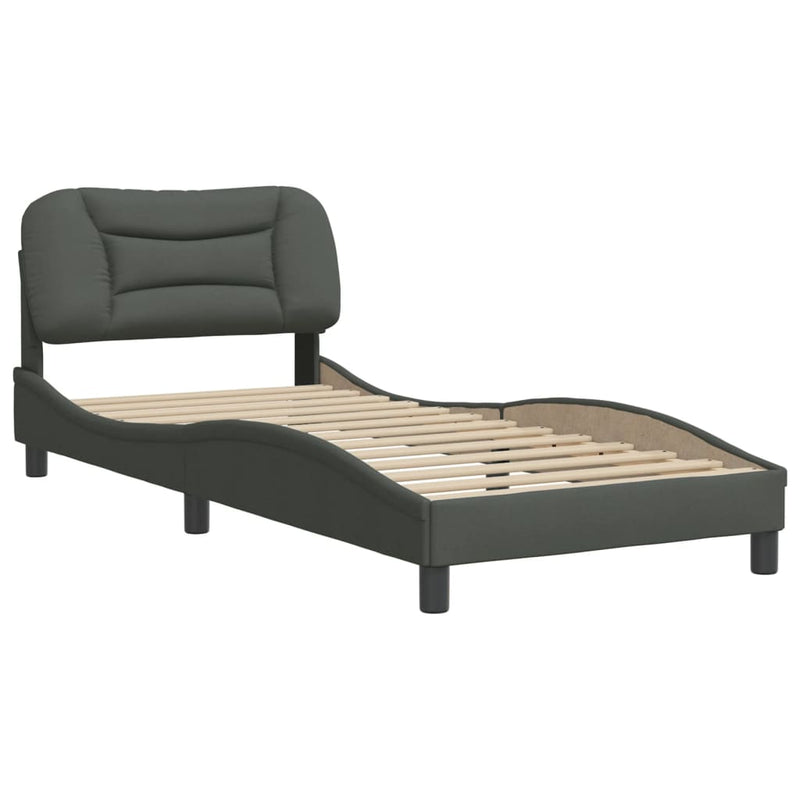 Bed Frame with Headboard Dark Grey 90x190 cm Fabric