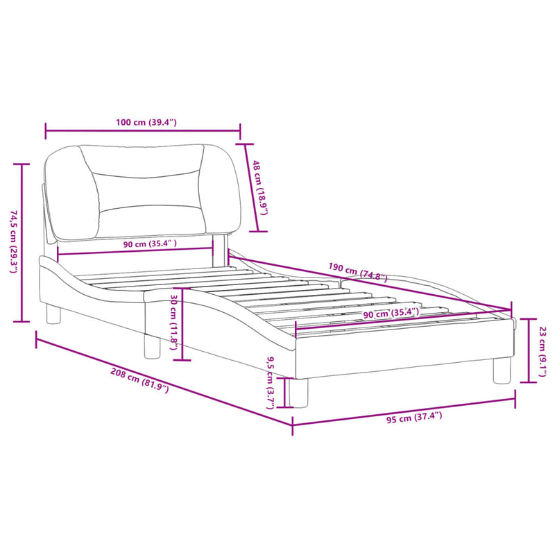 vidaXL Bed Frame without Mattress "Hvar" Dark Grey 90x190 cm Fabric