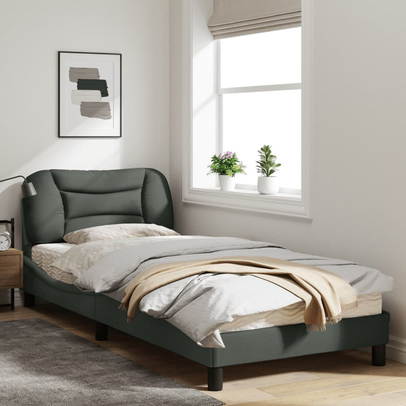 Bed Frame with Headboard Dark Grey 90x190 cm Fabric