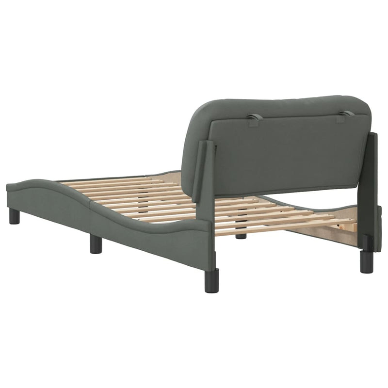 Bed Frame with Headboard Dark Grey 90x190 cm Fabric