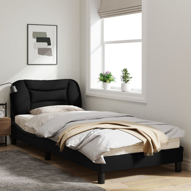 Bed Frame with Headboard Black 90x190 cm Fabric