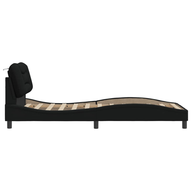 Bed Frame with Headboard Black 90x190 cm Fabric