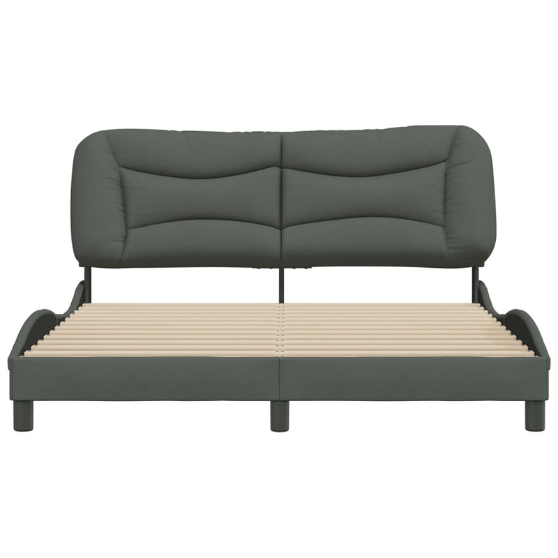 Bed Frame with Headboard Dark Grey 153x203 cm Queen Size Fabric