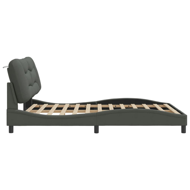 vidaXL Bed Frame without Mattress "Hvar" Dark Grey 152x203 cm Queen Fabric