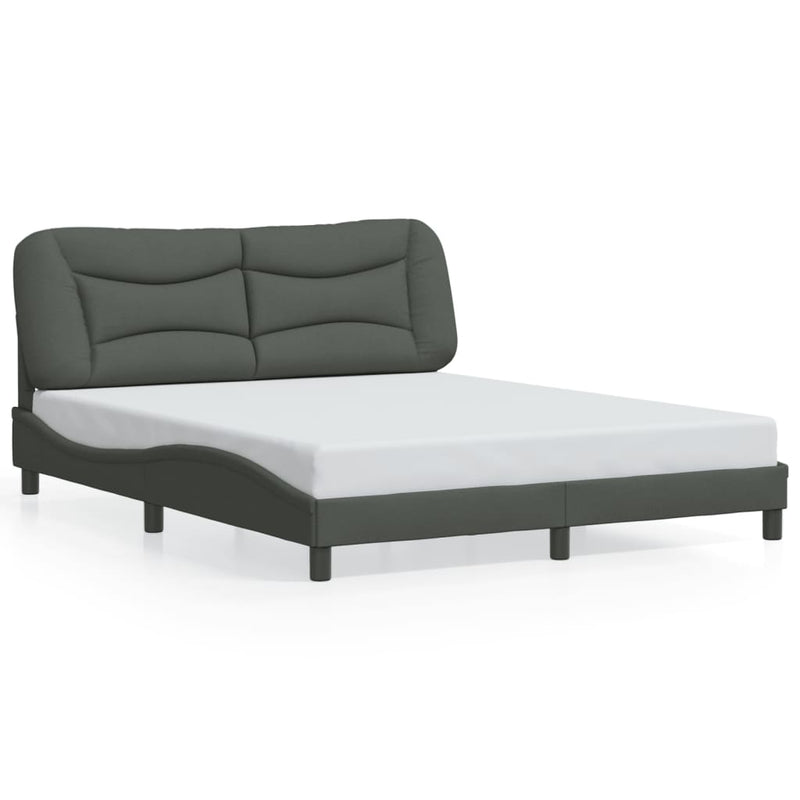 Bed Frame with Headboard Dark Grey 153x203 cm Queen Size Fabric