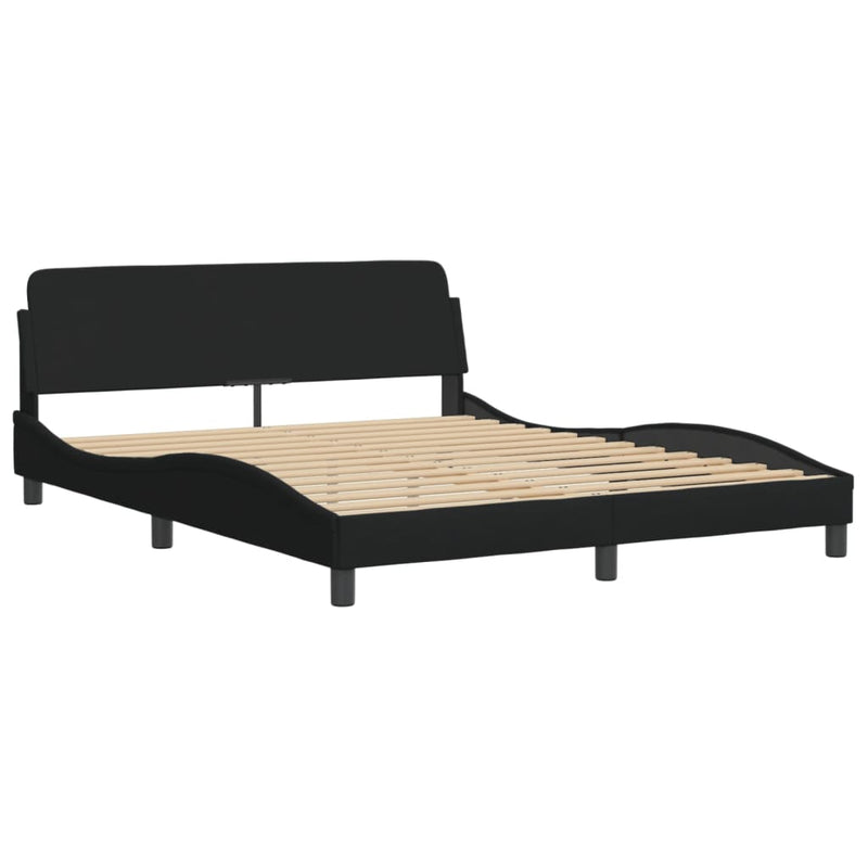 Bed Frame with Headboard Black 153x203 cm Queen Size Fabric