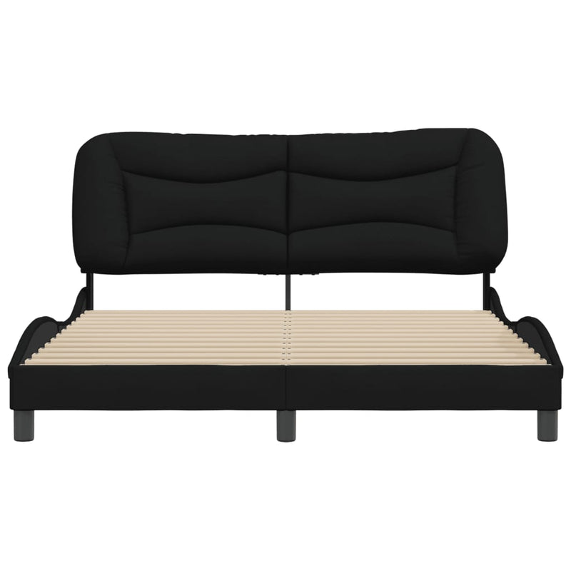 Bed Frame with Headboard Black 153x203 cm Queen Size Fabric