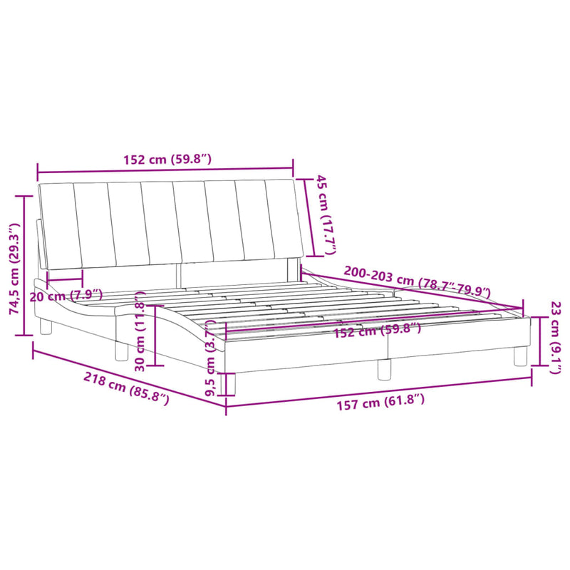 vidaXL Bed Frame without Mattress "Hanko" Black 152x203 cm Queen Velvet