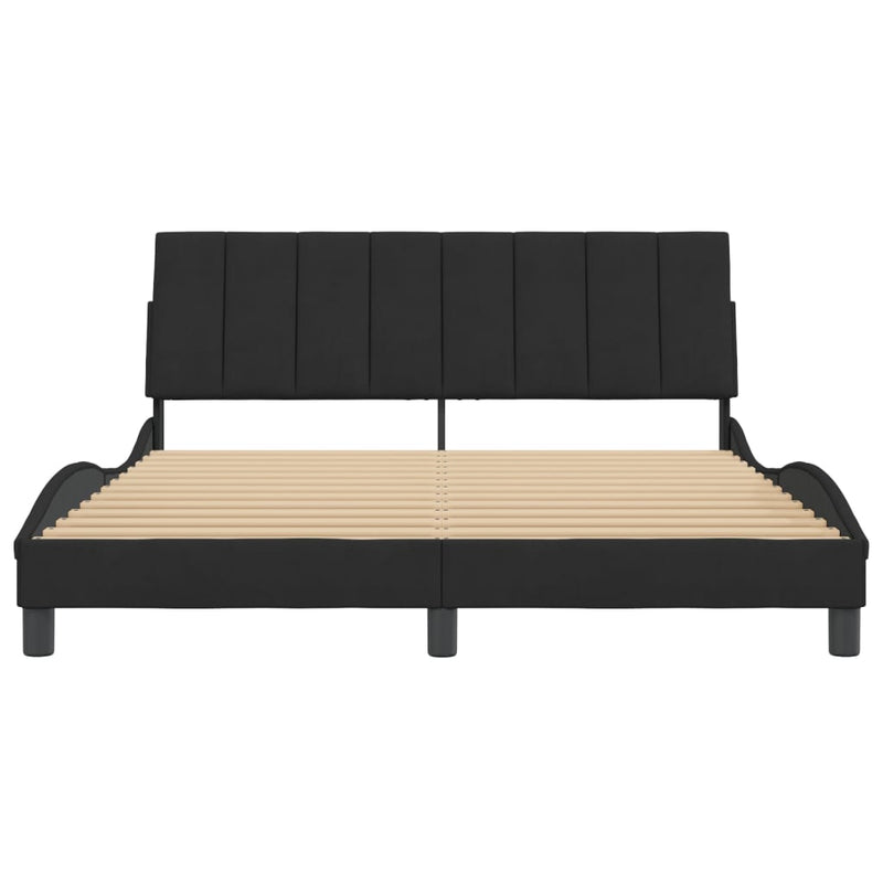 vidaXL Bed Frame without Mattress "Hanko" Black 152x203 cm Queen Velvet