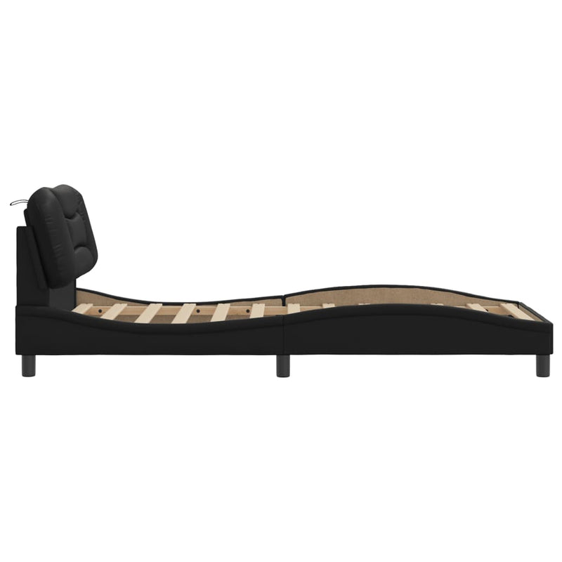vidaXL Bed Frame without Mattress "Hvar" Black 90x190 cm Faux Leather