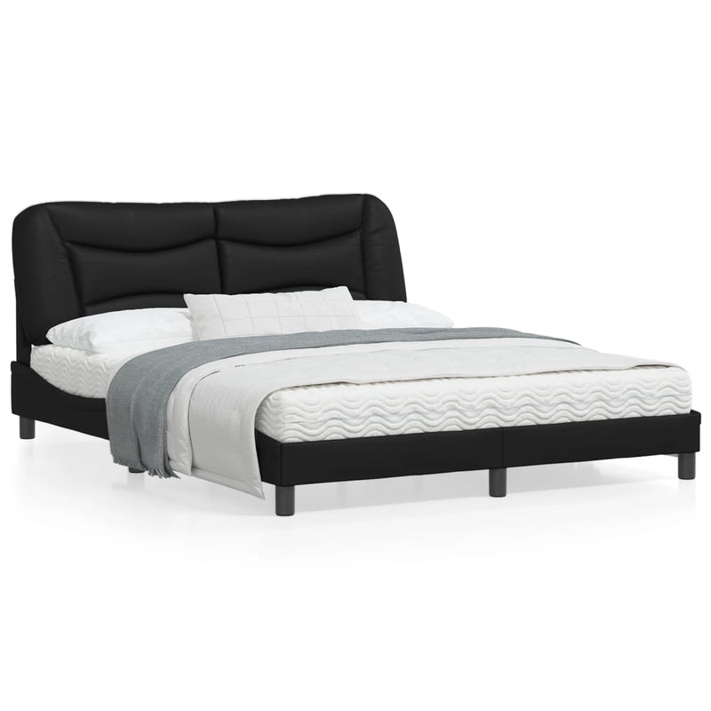 Bed Frame with Headboard Black 152x203 cm Faux Leather