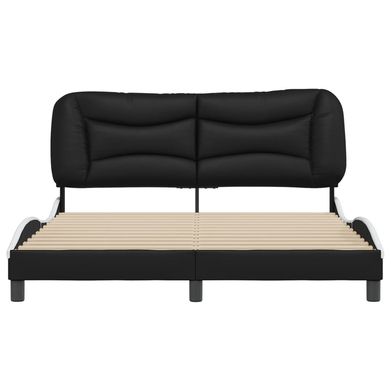 vidaXL Bed Frame without Mattress "Hvar" Black and White 152x203 cm Queen Faux Leather