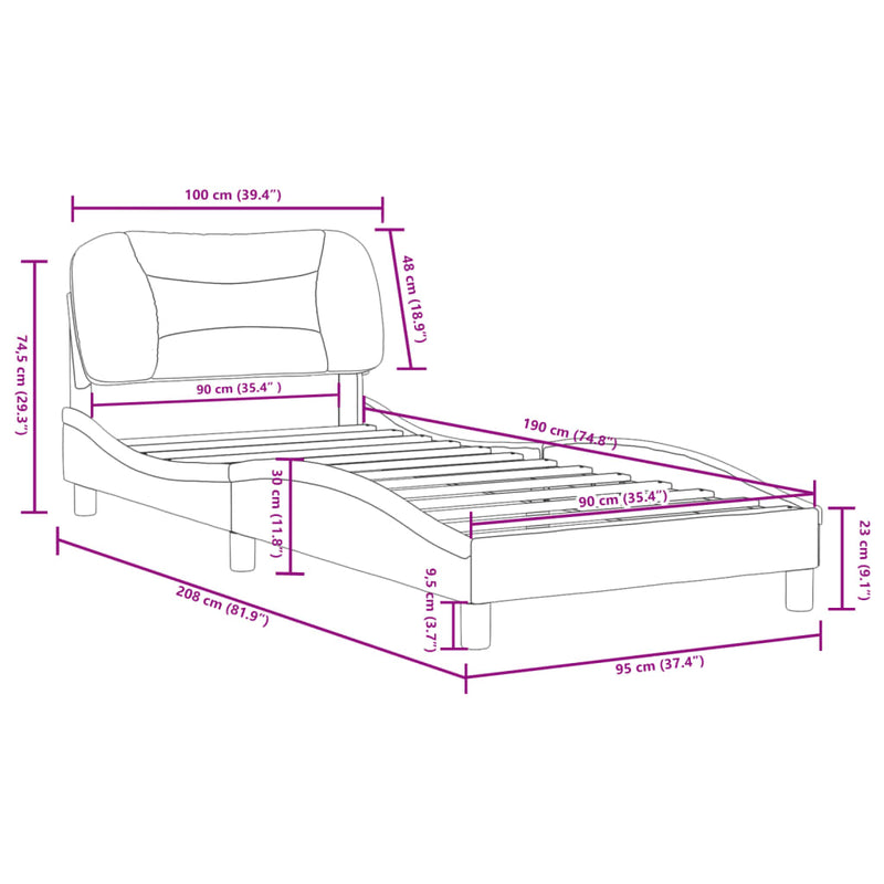 vidaXL Bed Frame without Mattress "Hvar" Dark Grey 90x190 cm Fabric
