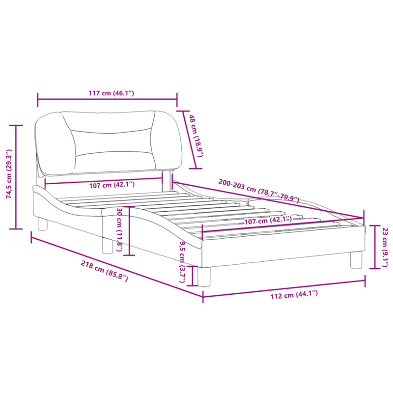 vidaXL Bed Frame without Mattress "Hvar" Dark Grey 107x203 cm King Single Fabric