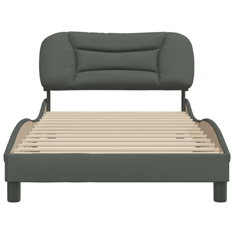 Bed Frame with Headboard Dark Grey 106x203 cm King Single Size Fabric