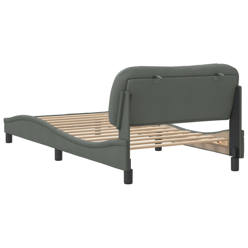 Bed Frame with Headboard Dark Grey 106x203 cm King Single Size Fabric