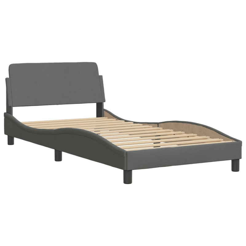 Bed Frame with Headboard Dark Grey 106x203 cm King Single Size Fabric