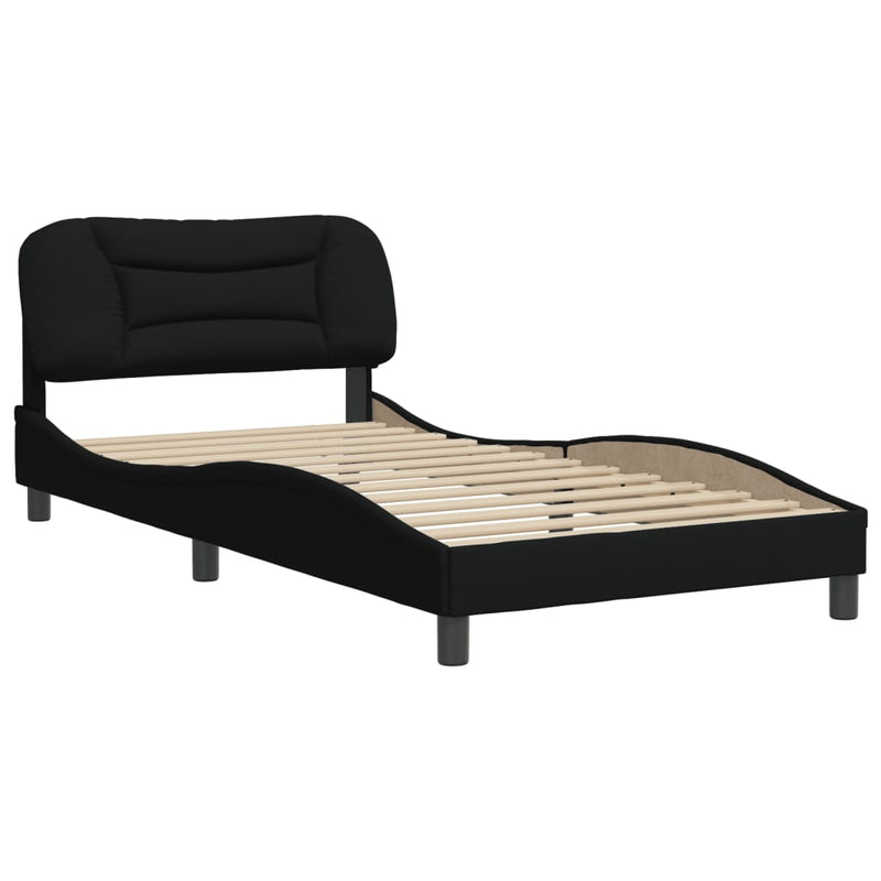 Bed Frame with Headboard Black 106x203 cm King Single Size Fabric