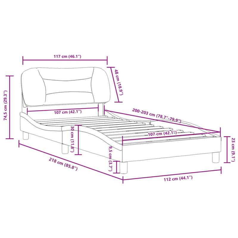 vidaXL Bed Frame without Mattress "Hvar" Black 107x203 cm King Single Fabric