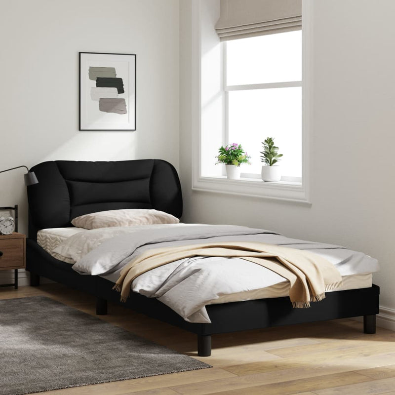 Bed Frame with Headboard Black 106x203 cm King Single Size Fabric