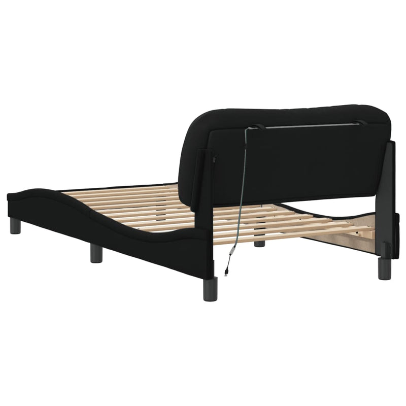 Bed Frame with Headboard Black 106x203 cm King Single Size Fabric