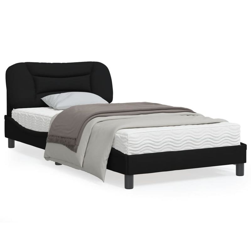 Bed Frame with Headboard Black 106x203 cm King Single Size Fabric