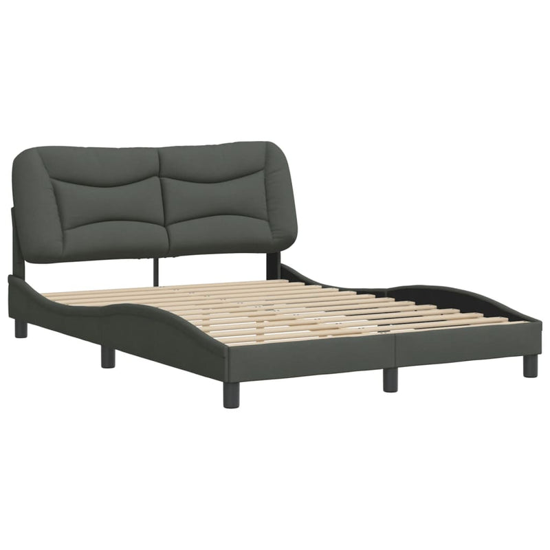 vidaXL Bed Frame without Mattress "Hvar" Dark Grey 152x203 cm Queen Fabric
